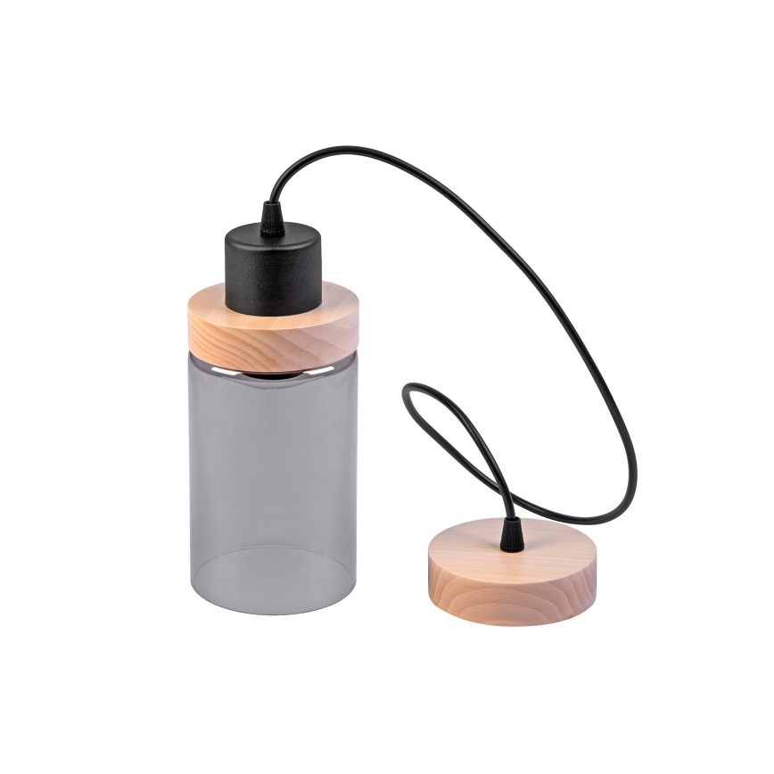 Kábeles függőlámpa WOODNEST 1xE27/15W/230V fenyő/füstös fekete