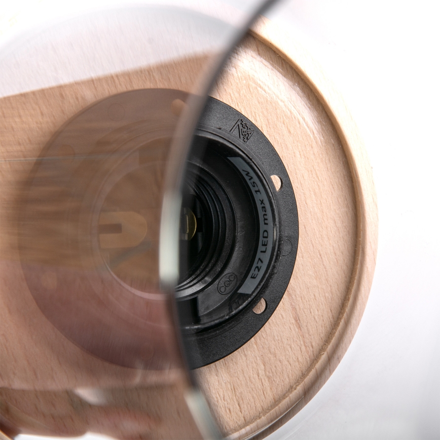 Kábeles függőlámpa WOODNEST 1xE27/15W/230V fenyő/füstös fekete