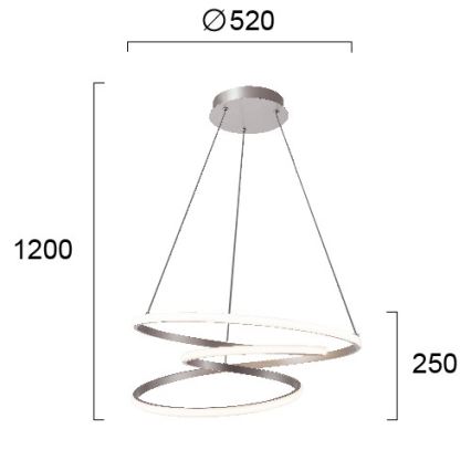 Kábeles LED csillár CORT LED/40W/230V, ezüstszínű