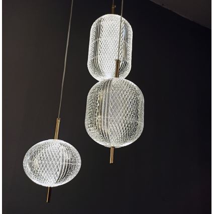 Kábeles LED csillár PELLUCID LED/20W/230V bronz/fekete