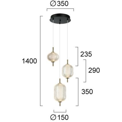 Kábeles LED csillár PELLUCID LED/20W/230V bronz/fekete