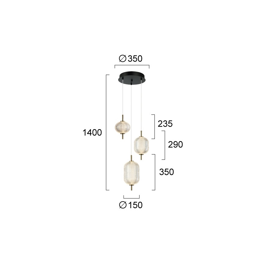 Kábeles LED csillár PELLUCID LED/20W/230V bronz/fekete