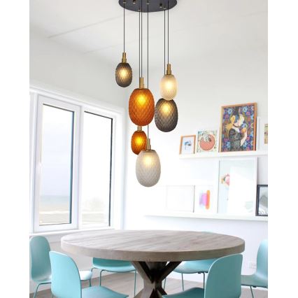 Kábellel függesztett CACTUS csillár 6xG9/5W/230V réz/szürke/fehér