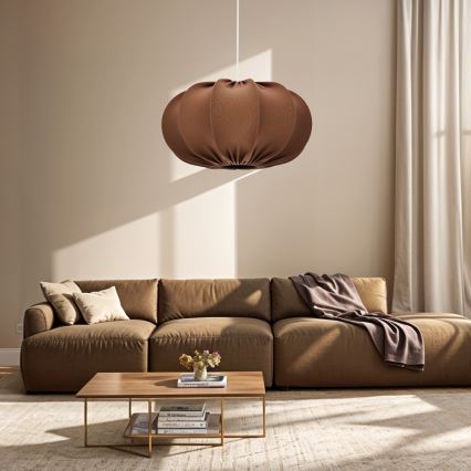 Kábellel függesztett csillár CAFEE 1xE27/40W/230V Ø 52 cm barna