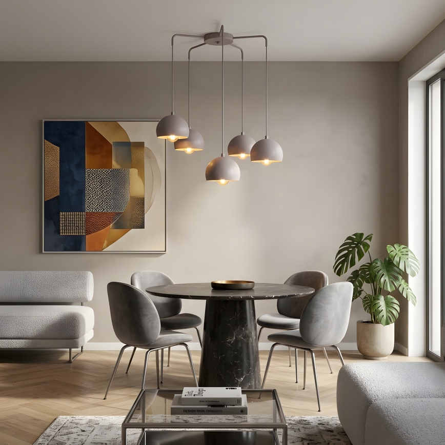 Kábellel függesztett SOOL csillár 5xE27/15W/230V krémszínű
