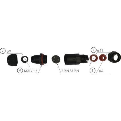 Kábelösszekötő CSJ 250V/16A IP68 3x1,5 mm²