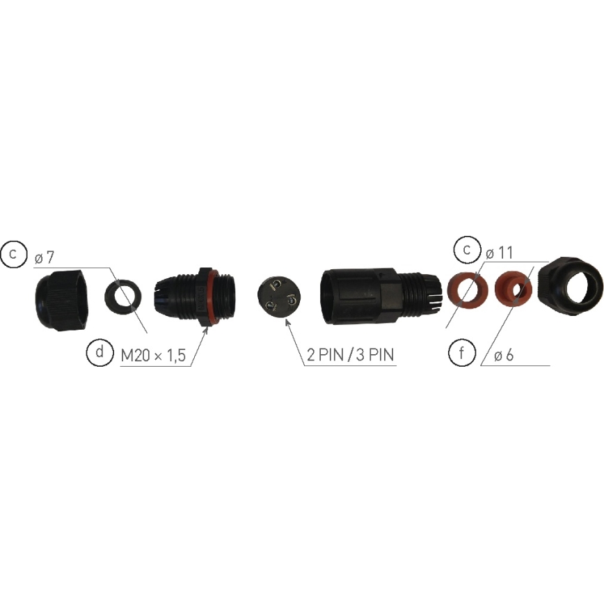 Kábelösszekötő CSJ 250V/250A IP68 2x1,5 mm²