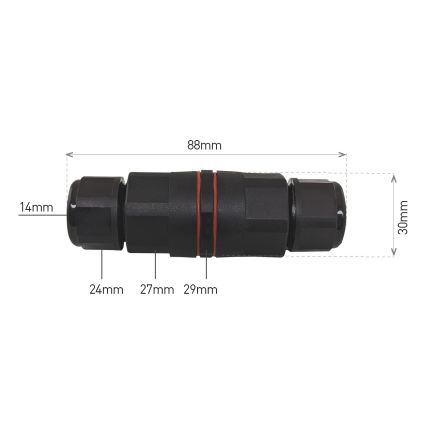 Kábelösszekötő CWF 250V/16A IP68 3x2,5 mm²