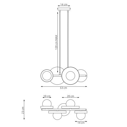 Kábelre akasztható csillár MODEL 4xG9/8W/230V fehér