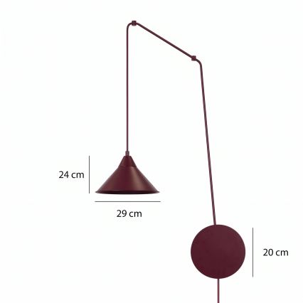 Kábelre akasztható függőlámpa ABRAMO 1xE27/15W/230V piros