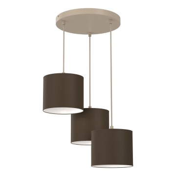 Kábelre függesztett ARDEN csillár 3xE27/15W/230V, Ø 30 cm, bézs/barna