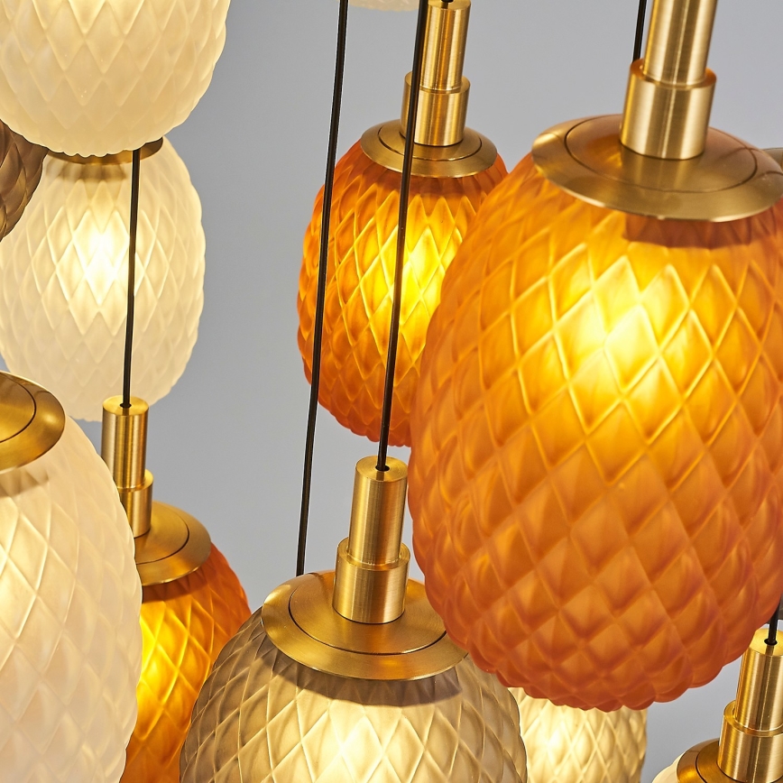 Kábelre függesztett CACTUS csillár 16xG9/5W/230V réz/szürke/fehér