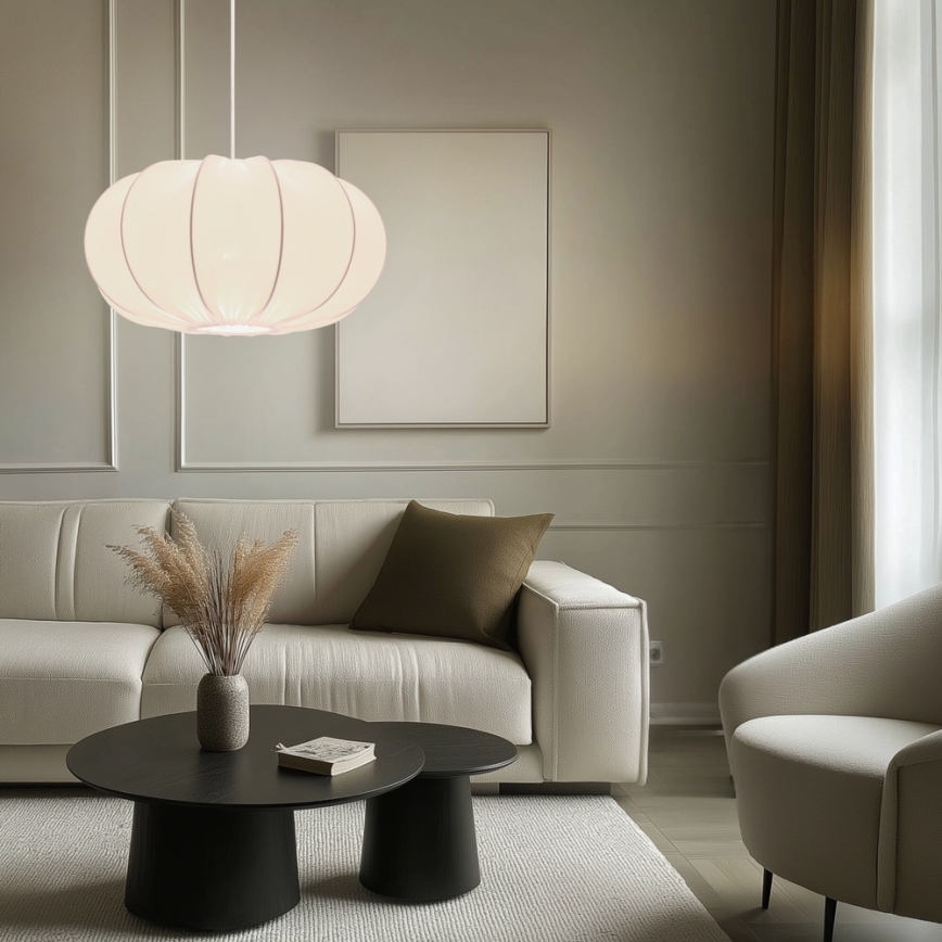 Kábelre függesztett csillár CAFEE 1xE27/40W/230V Ø 52 cm fehér