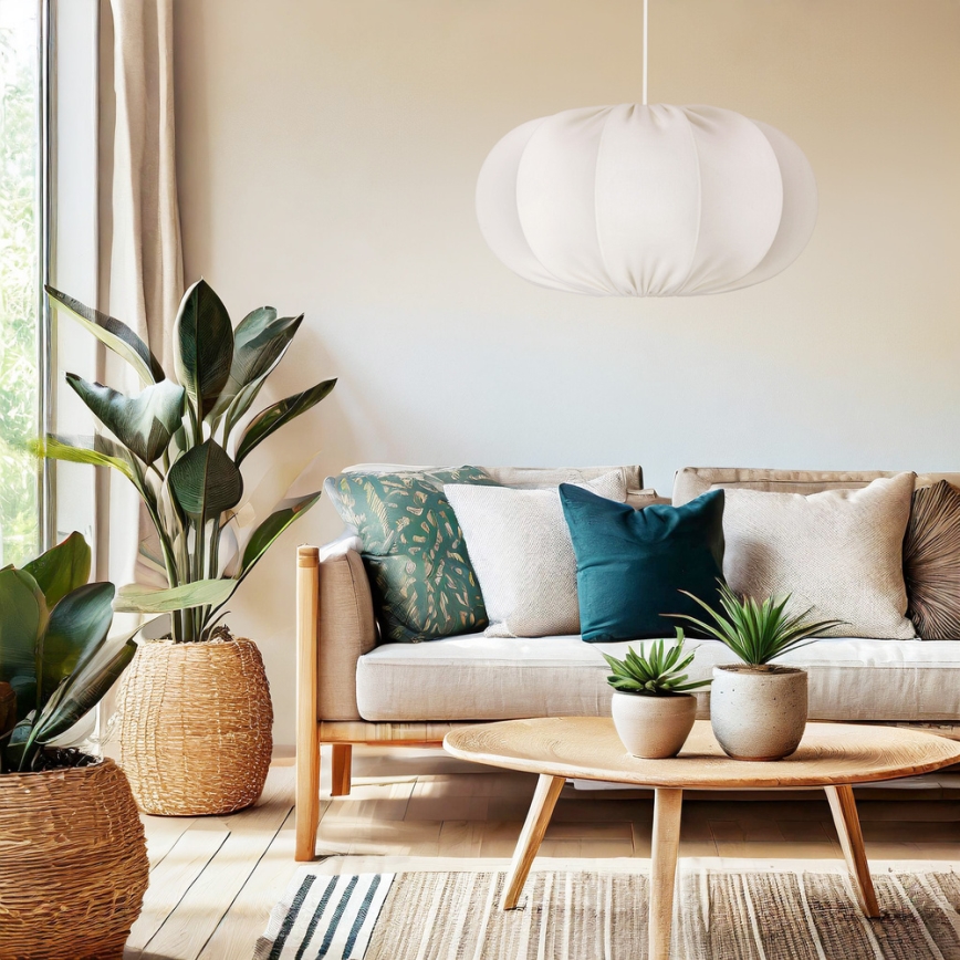 Kábelre függesztett csillár CAFEE 1xE27/40W/230V Ø 52 cm fehér