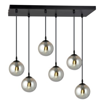 Kábelre függesztett csillár COSMO 6xE14/10W/230V fekete/füstös fekete