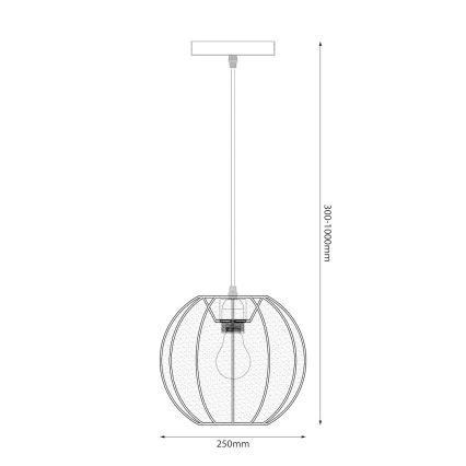 Kábelre függesztett csillár DANA 1xE27/15W/230V, átmérő 25 cm, fehér