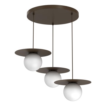 Kábelre függesztett csillár FLAT 3xE27/15W/230V barna