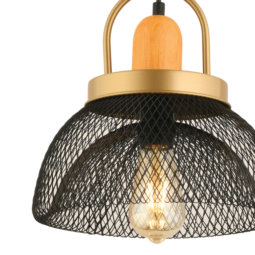 Kábelre függesztett csillár MONZA 1xE27/40W/230V, átmérő 29 cm, fekete/arany