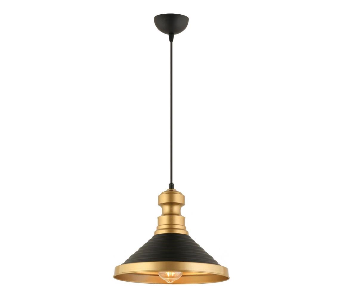 Kábelre függesztett csillár MONZA 1xE27/40W/230V, átmérő 30 cm, fekete/arany 518LMS1102