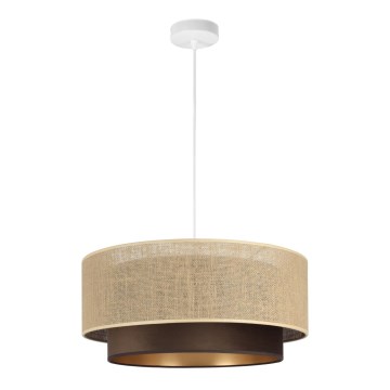 Kábelre függesztett csillár SARTA 1xE27/60W/230V, átmérő 45 cm, barna/juta