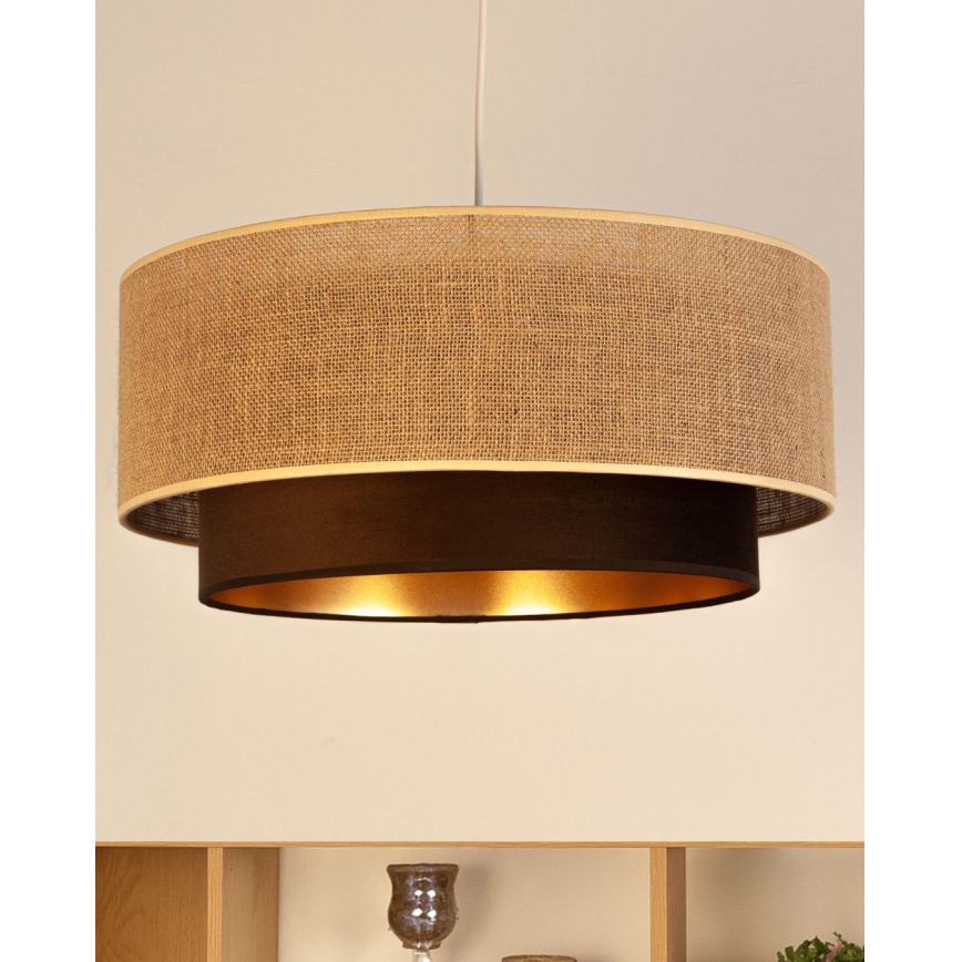Kábelre függesztett csillár SARTA 1xE27/60W/230V, átmérő 45 cm, barna/juta