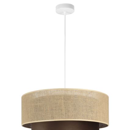 Kábelre függesztett csillár SARTA 1xE27/60W/230V, átmérő 45 cm, barna/juta