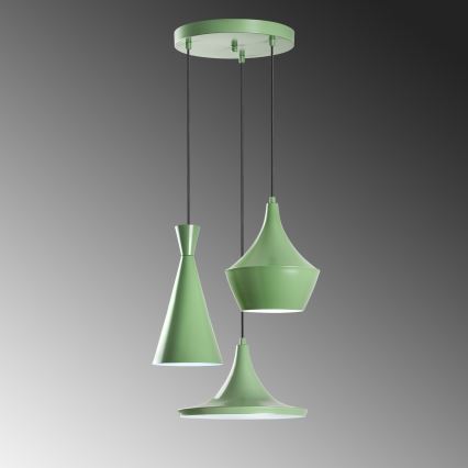 Kábelre függesztett csillár TOM 3xE27/40W/230V zöld