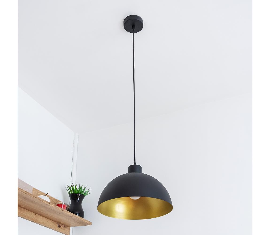 Kábelre függesztett csillár VESPER 1xE27/15W/230 átm. 30 cm fekete/arany W