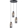 Kábelre függesztett csillár WOODNEST 3xE27/15W/230V fenyő/füstös fekete