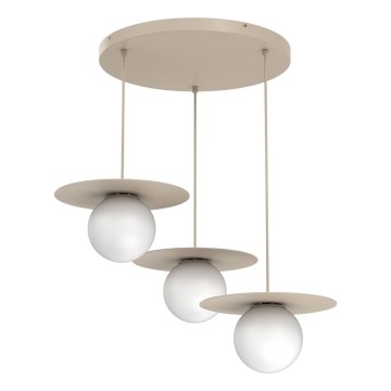 Kábelre függesztett FLAT csillár 3xE27/15W/230V bézs
