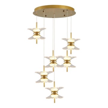 Kábelre függesztett LED csillár BUTTERFLY 12xLED/5W/230V 3000K arany