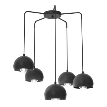 Kábelre függesztett SOOL csillár 5xE27/15W/230V fekete