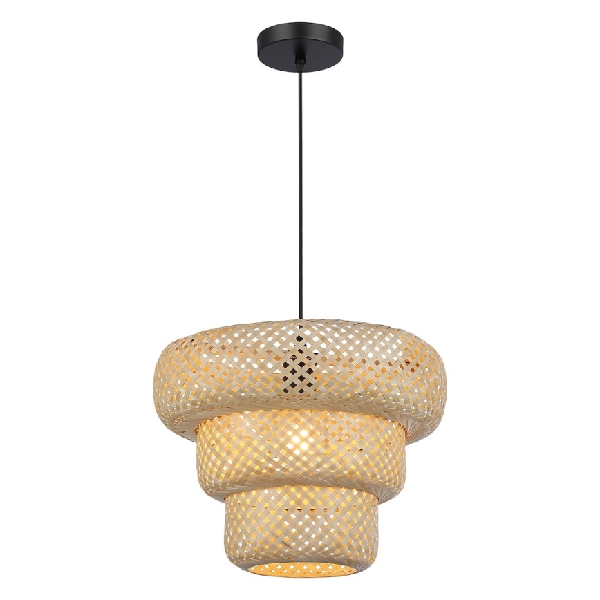 Kábelre függesztett TULUM függőlámpa 1xE27/15W/230V, átm. 35 cm, bambusz