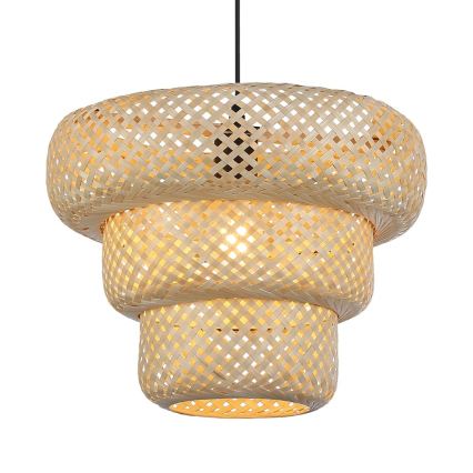 Kábelre függesztett TULUM függőlámpa 1xE27/15W/230V, átm. 35 cm, bambusz