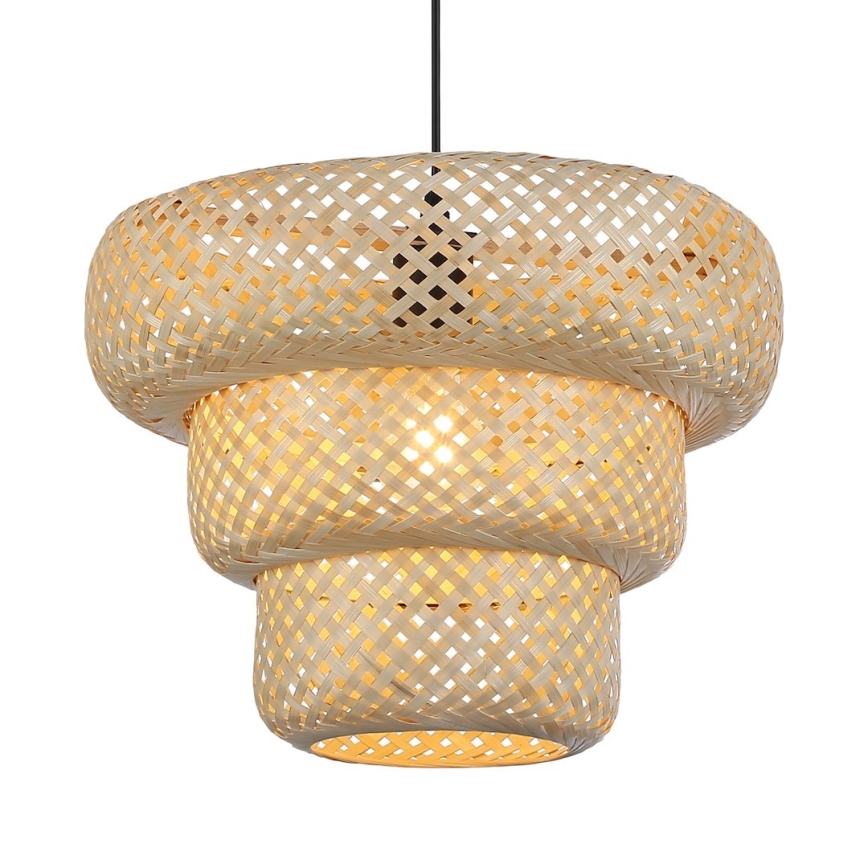 Kábelre függesztett TULUM függőlámpa 1xE27/15W/230V, átm. 35 cm, bambusz