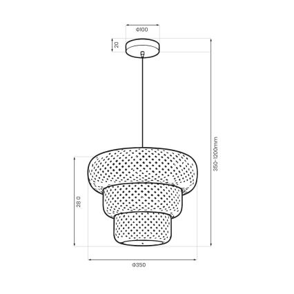 Kábelre függesztett TULUM függőlámpa 1xE27/15W/230V, átm. 35 cm, bambusz