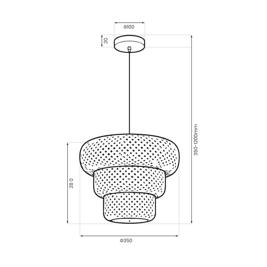Kábelre függesztett TULUM függőlámpa 1xE27/15W/230V, átm. 35 cm, bambusz