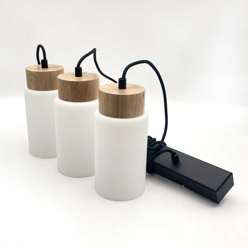 Kábelre szerelt csillár MARKUS 3xE27/15W/230V fekete/tölgy