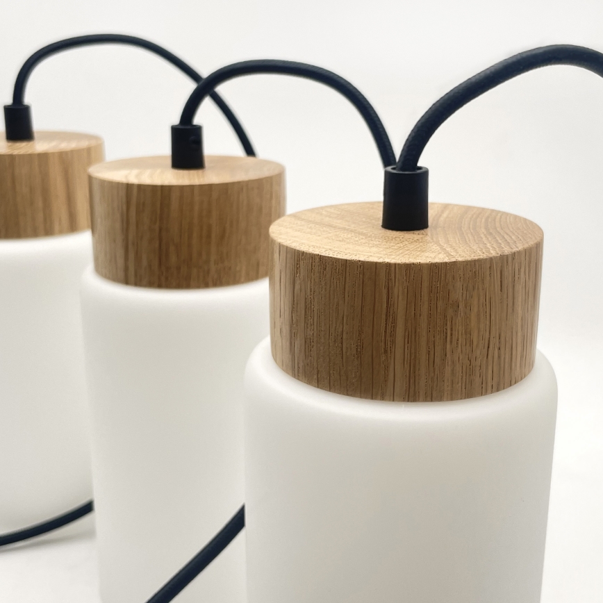 Kábelre szerelt csillár MARKUS 3xE27/15W/230V fekete/tölgy