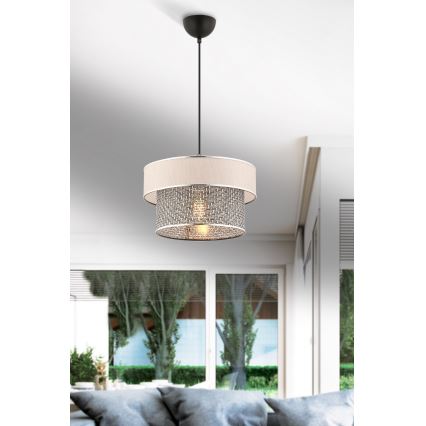 Kábelre szerelt függőlámpa ERO 1xE27/60W/230V krémszínű/szürke