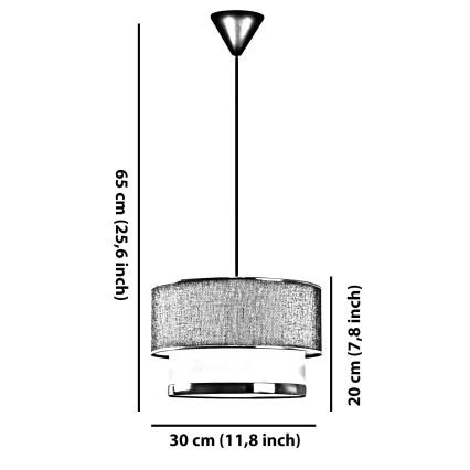 Kábelre szerelt függőlámpa ERO 1xE27/60W/230V krémszínű/szürke
