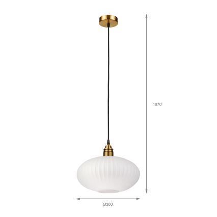 Kábelre szerelt HECTOR függőlámpa 1xE27/15W/230V fehér/sárgaréz átm. 30 cm