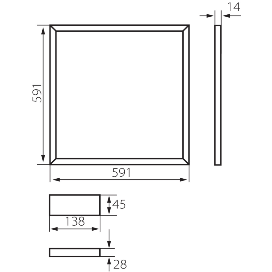 LED Beépített keret AVAR LED/40W/230V 6000K 59x59 cm