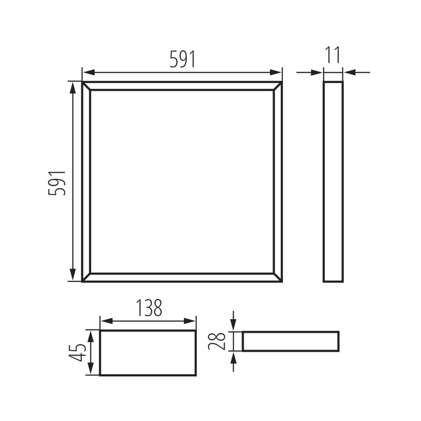 LED Beépített keret AVAR LED/32W/230V 3000/4000/6500K 59x59 cm