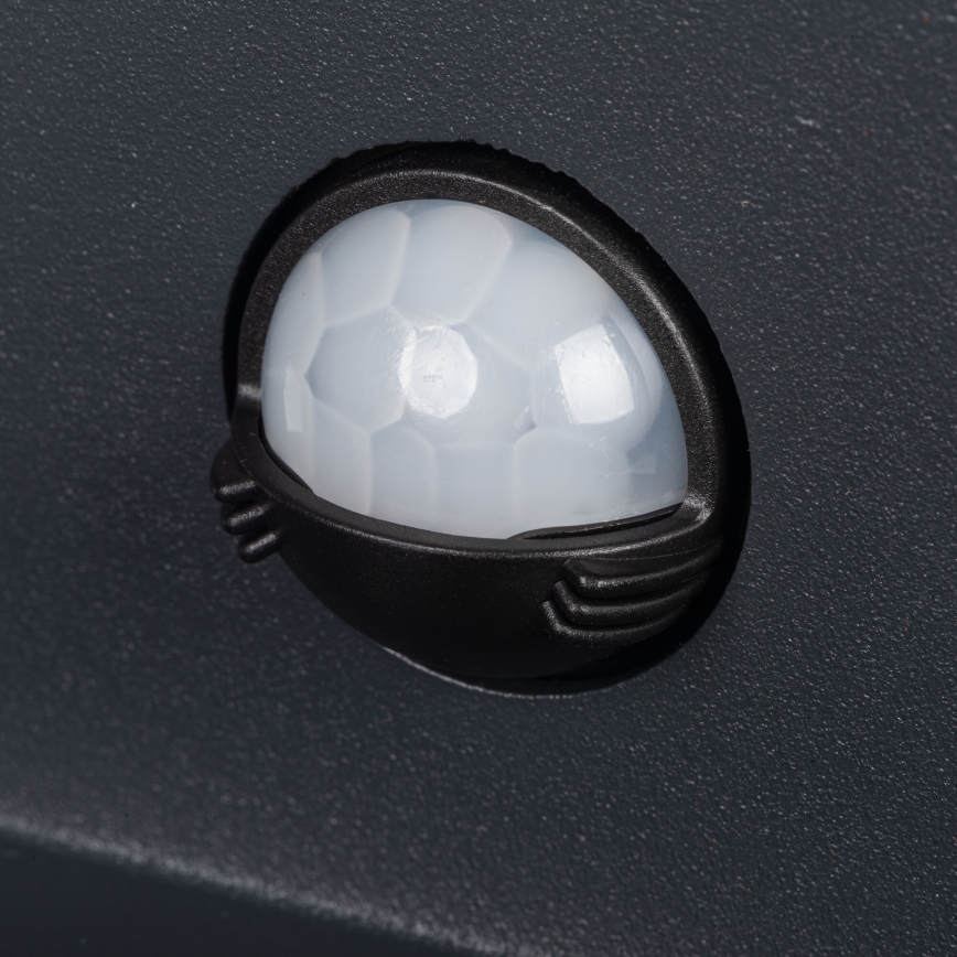 LED kültéri fali lámpatest mozgás- és alkonyatérzékelővel REKA LED/7W/230V IP54 antracit, kerek