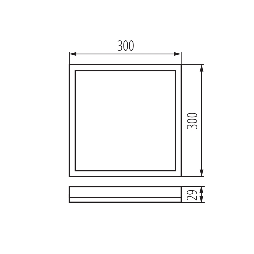 AZPO LED mennyezeti lámpatest, 17,5 W, 230 V, 3000/4000/6000 K, 30x30 cm, IP54, fekete