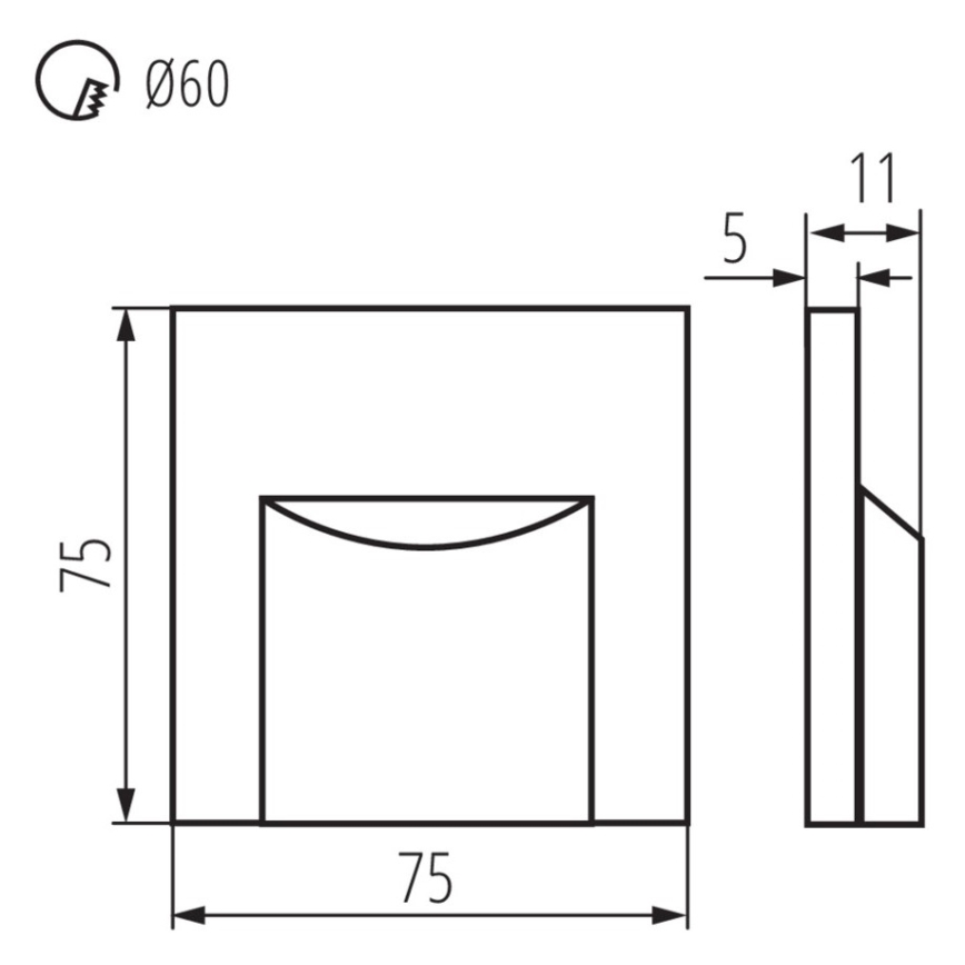 LED lépcsővilágító lámpatest ERINUS LED/0,8W/12V 3000K fehér