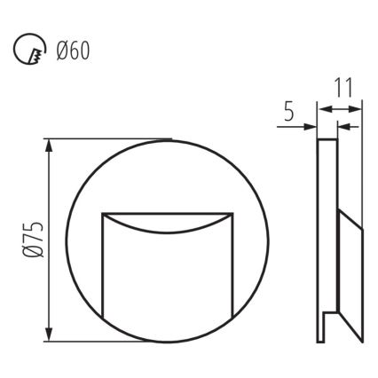 LED lépcsővilágító lámpa ERINUS LED/0,8W/12V 3000K fehér