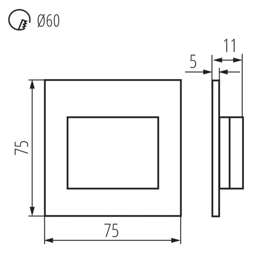 LED lépcsővilágító lámpa ERINUS LED/1,5W/12V 4000K fekete