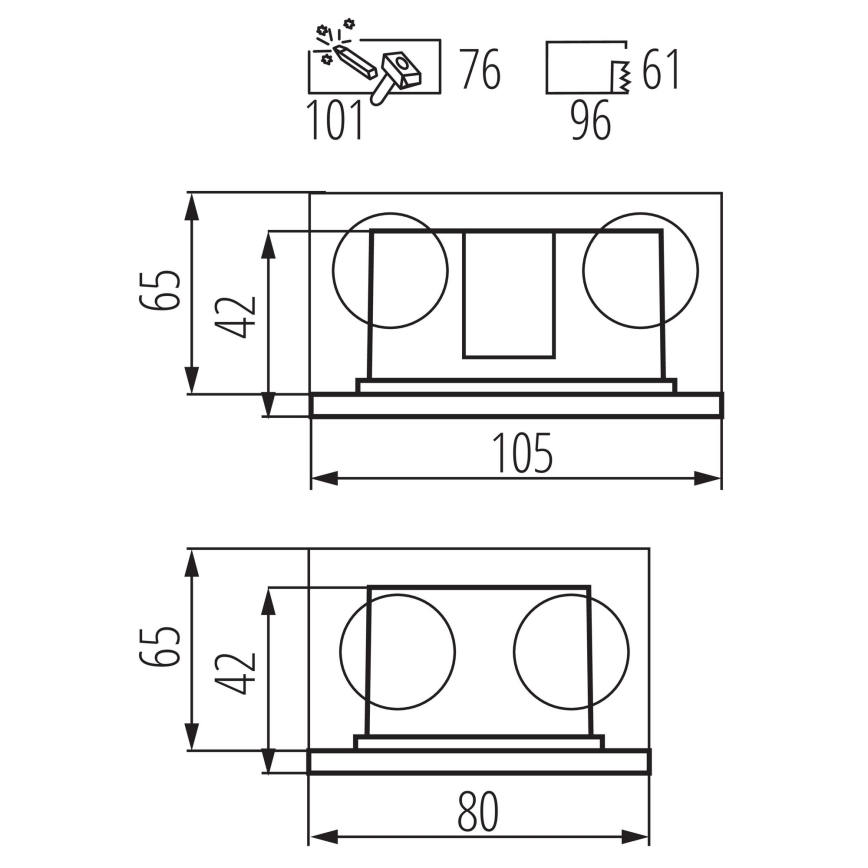 LED Beépített lámpa GLASI LED/3W/230V 3000K IP44 fehér